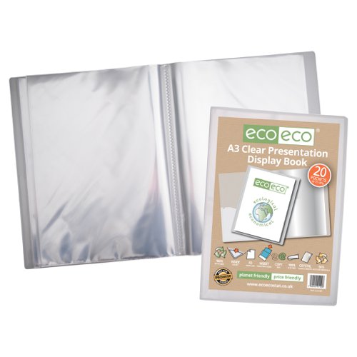 A3 50% Recycled Presentation Display Book with 20, A3 50% Recycled Presentation Display Book with 40, A2 50% Recycled Presentation Display Book with 20, A3 50% Recycled Presentation Display Book with 60 Clear Pockets - Single