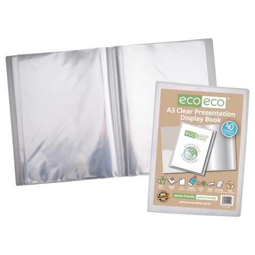 A3 50% Recycled Presentation Display Book with 20, A3 50% Recycled Presentation Display Book with 40, A2 50% Recycled Presentation Display Book with 20, A3 50% Recycled Presentation Display Book with 60 Clear Pockets - Single