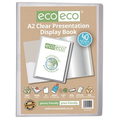 A2 50% Recycled Presentation Display Book with 40 Clear Pockets  - Single