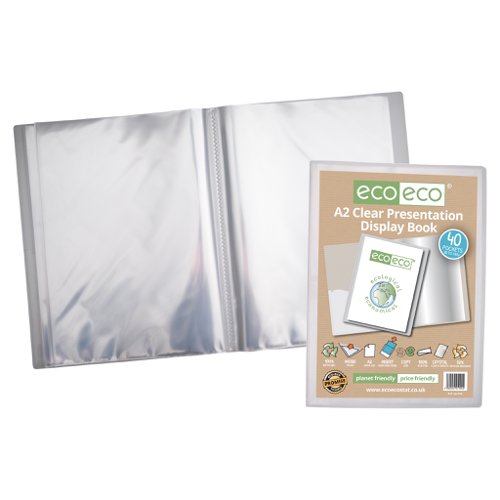 A2 50% Recycled Presentation Display Book with 40 Clear Pockets  - Single
