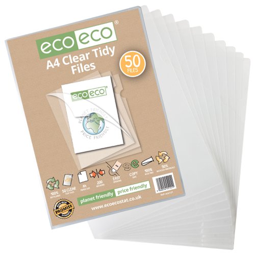 A4 50% Recycled Clear Tidy Files - Pack of 50