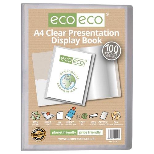 A5 50% Recycled Clear 80, A4 50% Recycled Clear 80, A4 50% Recycled Clear 100, A3 50% Recycled Clear 80, A5 50% Recycled Clear 100 Pocket Presentation Display Book