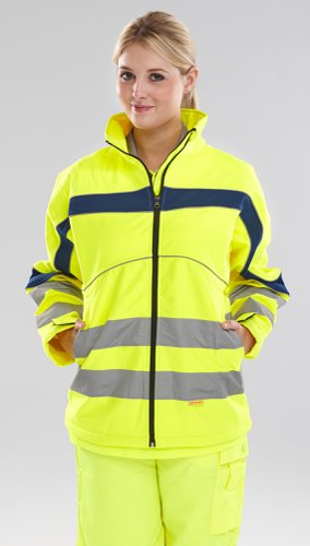 Beeswift Eton Hi-Viz Soft Shell Jacket Saturn Yellow / Navy L