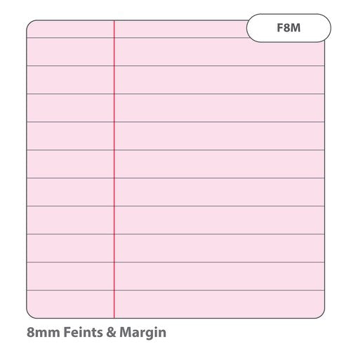 RHINO A4 Special Exercise Book 48 Page, Yellow, Red with Tinted Pink Paper, F8M (Pack of 10)