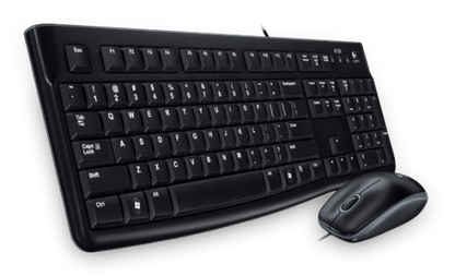 OEM Logitech Desktop MK120 Keyboard Mouse included USB Qwerty English Black