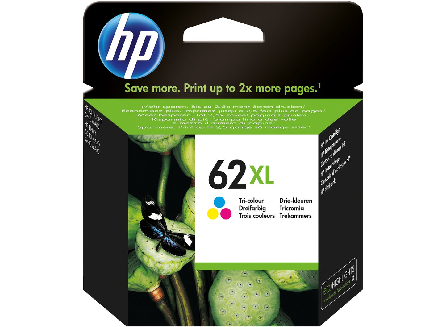 OEM HP 62 Tri-Colour Original Ink Cartridge C2P06AE