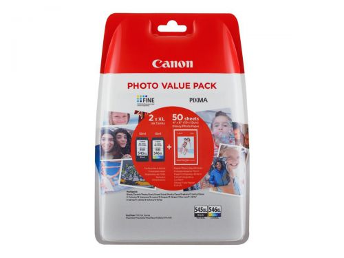 OEM Canon 8286B006 PG-545XL/CL546XL Printhead Cartridge+ Photo Paper Multi Pack 8286B011