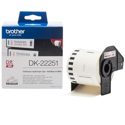 Brother DK-22251 Continuous Paper Tape Red/Black on White