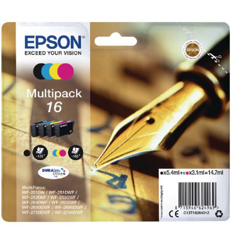 OEM Epson C13T16264012 Durabrite Ultra Ink 16 Series Pen & Crossword Multipack