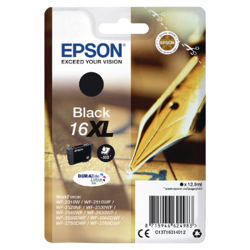 OEM Epson Durabrite Ultra Ink 16 XL Series Pen & Crossword Black, Magenta, Yellow