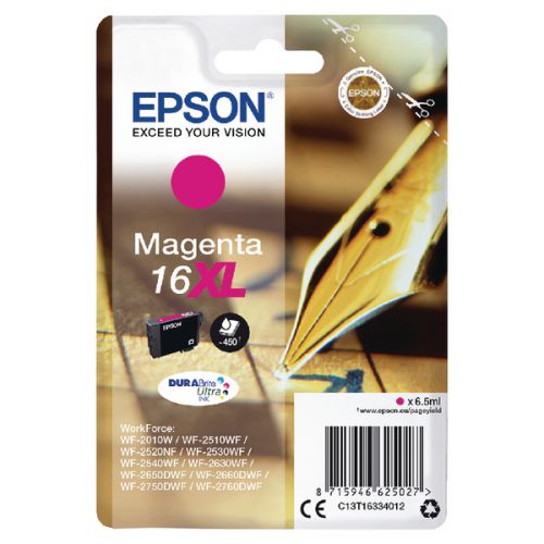 OEM Epson Durabrite Ultra Ink 16 XL Series Pen & Crossword Black, Magenta, Yellow