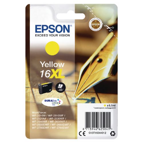 OEM Epson Durabrite Ultra Ink 16 XL Series Pen & Crossword Yellow