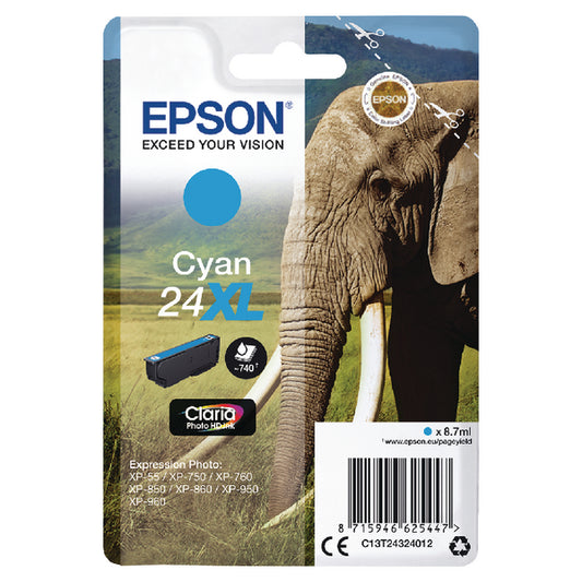 Epson C13T24314012 (24) Ink Cartridge Black High Capacity 500 Pages 10ml