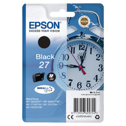OEM Epson C13T27014012 (27) Ink Cartridge Black 350 Pages 6.2ml