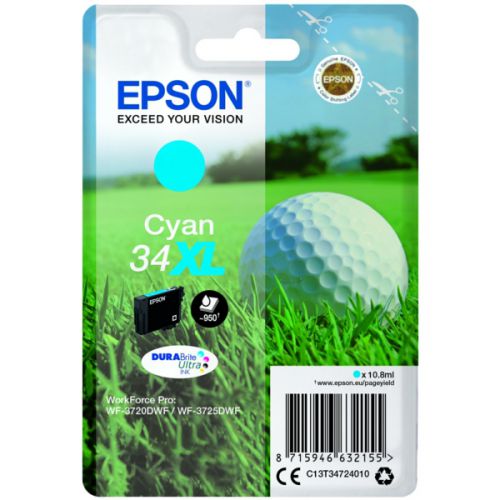 Epson C13T34724010 (34XL) Ink Cartridge Cyan High Capacity 950 Pages 10.8ml