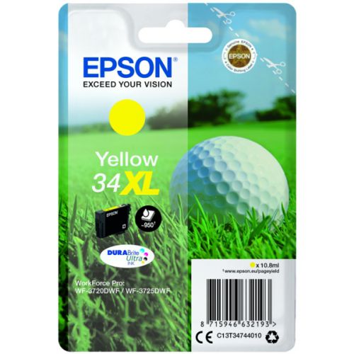 Epson C13T34744010 (34XL) Ink Cartridge Yellow High Capacity 950 Pages 10.8ml