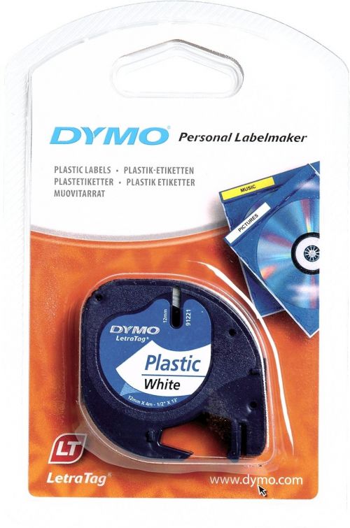OEM Dymo 91221 (S0721660) DirectLabel-etikettes Polyester white 12mm x 4m for Dymo LetraTag