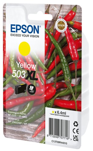 OEM Epson C13T09R44010 503XL Ink Cartridge Yellow High Capacity 470 Pages 6.4ml