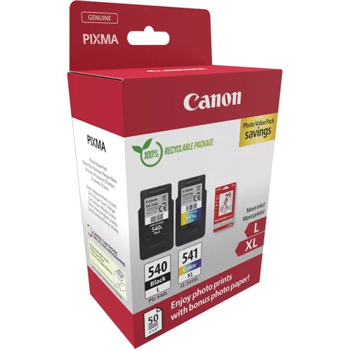 OEM Canon PG-540L/CL-541XL Original Multipack Ink Cartridges & Photo Paper (5224B012)