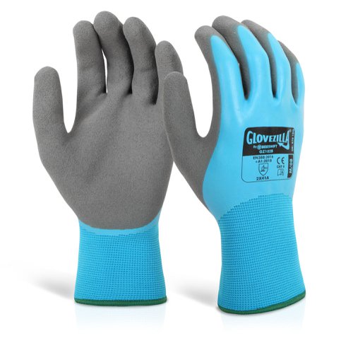 Beeswift Glovezilla Latex F / C Water Resistant Glove Blue M, XL, 2XL (Pack of 10)
