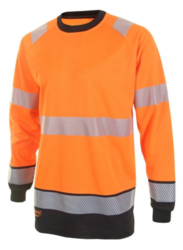 Beeswift High Visibility  Two Tone Long Sleeve T Shirt Orange / Black 3XL, 4XL, M, XL, 2XL
