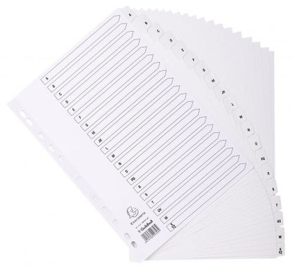 Exacompta Mylar Printed 160 GSM Indices A4 20 Part A to Z Letter Tabs