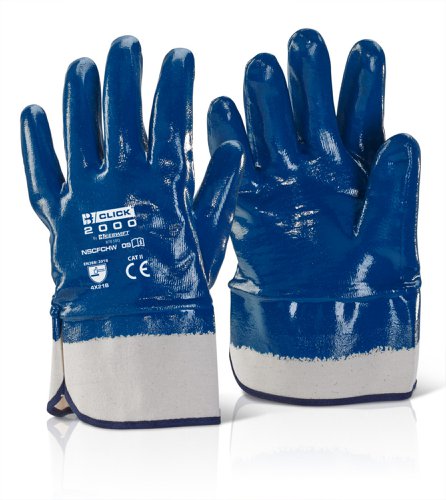 Beeswift Nitrile Safety Cuff Fully Coated Heavy Weight Blue 09, 10 (Box of 10)