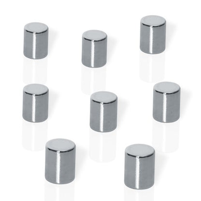 Neodymium Silver Cylinder Design Magnets - 8x10mm (8)