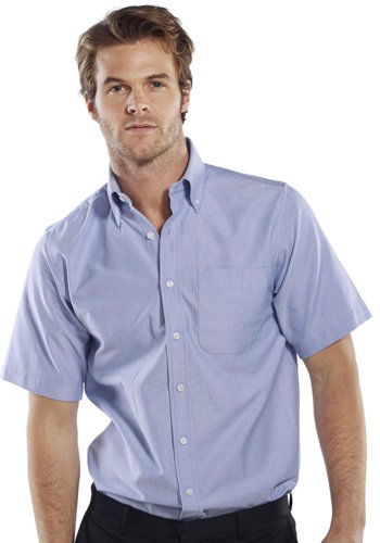 Beeswift Oxford Shirt Short Sleeve Blue 15, Blue 16, Blue 16.5, Blue 17, Blue 17.5, Blue 18, Blue 18.5, Blue 19, Blue 19.5, White 15, White 16, White 16.5, White 17, White 17.5, White 18, White 18.5, White 19