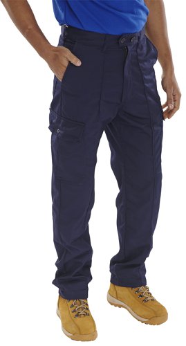 Beeswift Poly Cotton Work Trousers  Navy Blue 28, 28S, 30, 30T, 32, 32S, 32T, 34, 34S, 34T, 36, 36S, 38, 38T, 40, 40S, 42S, 42T, 44S, 44T, 46, 46S, 46T, 48S, 48T, 50, 50S, 52, 52T, 28T, 30S, 36T, 38S, 40T, 42, 44, 48, 50T