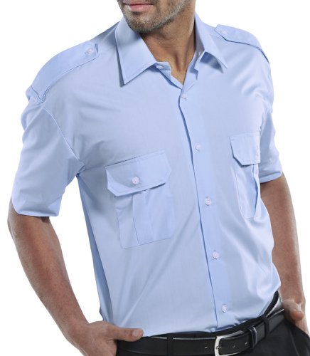 Beeswift Pilot Shirt Short Sleeve Sky Blue 15, 14.5, 15.5, 16, 16.5, 17, 17.5, 18, 18.5, 19
