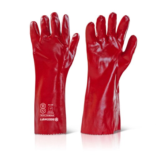 Beeswift B-Safe PVC Gauntlet 16” Red 16” (Pair)