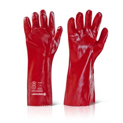 Beeswift B-Safe PVC Gauntlet 16” Red 16” (Pair)
