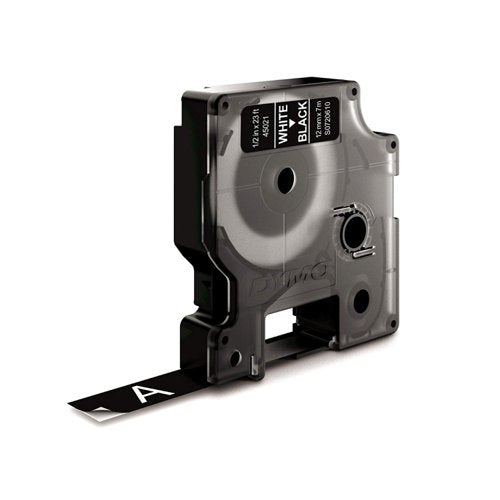 OEM Dymo 45021 S0720610) D1 Label Tape 12mmx7m White on Black