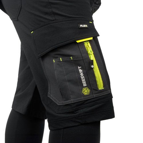 Beeswift Flex Workwear Shorts Black/ Grey 28, 30, 32, 34, 36, 38, 40, 42, 44, 46, 48