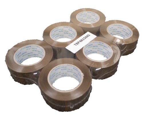 Buff BOPP Tape 48mm 150m 35mu, 150m 45mu, 66m 35mu, 66m 45mu, 132m 35mu Pk 6