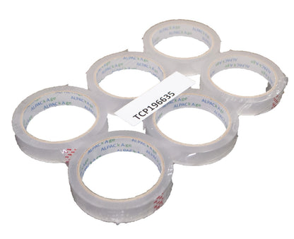 Clear BOPP Stationery Tape 19mm 66m, 25mm  66m 35mu Pk 6