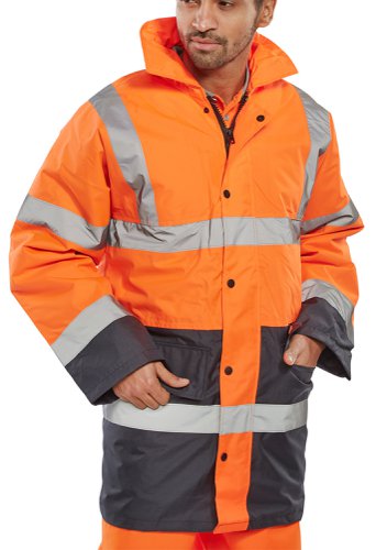Beeswift Two Tone Traffic Jacket Orange / Navy S