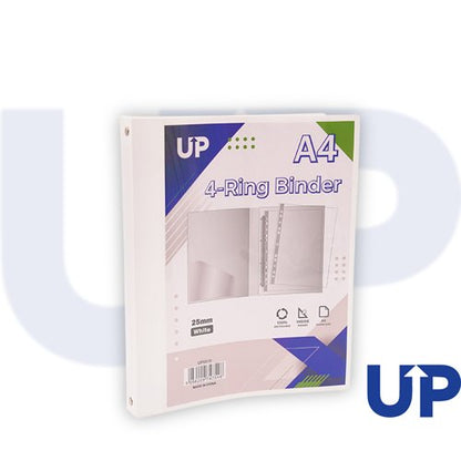 UP A4 Presentation Binder Spine Mechanism 4 Ring UP A4 Presentation Binder Spine Mechanism 4 Ring 25mm - White (10), UP A4 Presentation Binder Spine Mechanism 4 Ring 40mm - White (10), UP A4 Presentation Binder Spine Mechanism 4 Ring 25mm - White (10), UP A4 Presentation Binder Spine Mechanism 4 Ring 40mm - White (10)