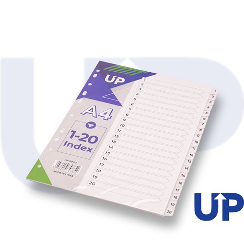 UP Index White Clear Tabs 1-10, 20