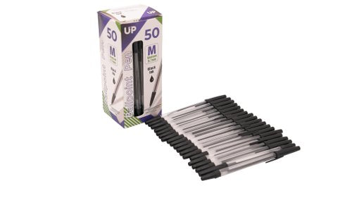 UP Ballpoint Pen Medium Black, Red, Green, Purple, Blue (50)