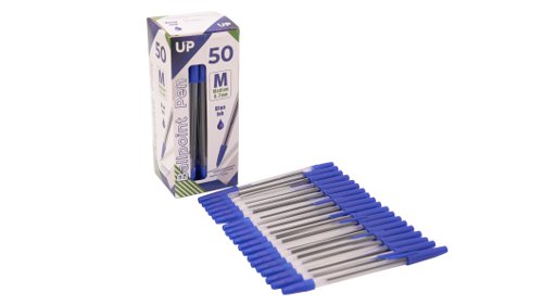 UP Ballpoint Pen Medium Black, Red, Green, Purple, Blue (50)