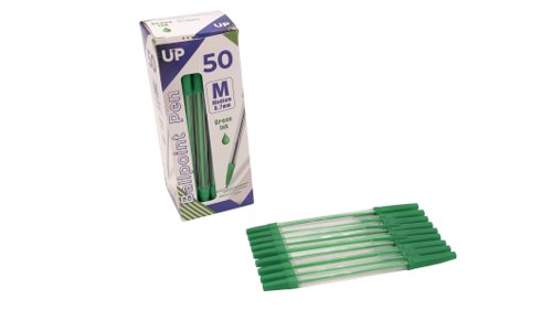 UP Ballpoint Pen Medium Black, Red, Green, Purple, Blue (50)