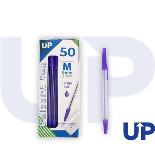 UP Ballpoint Pen Medium Black, Red, Green, Purple, Blue (50)