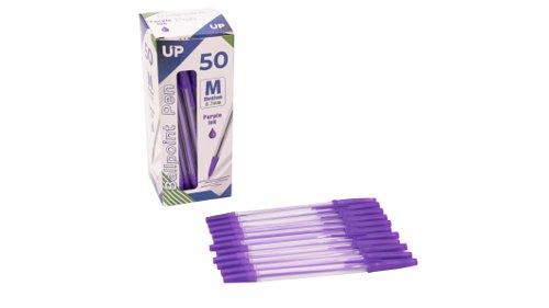 UP Ballpoint Pen Medium Black, Red, Green, Purple, Blue (50)