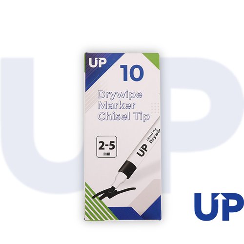 UP Drywipe Chisel Tip Marker Black, Blue, Red, Green (10)