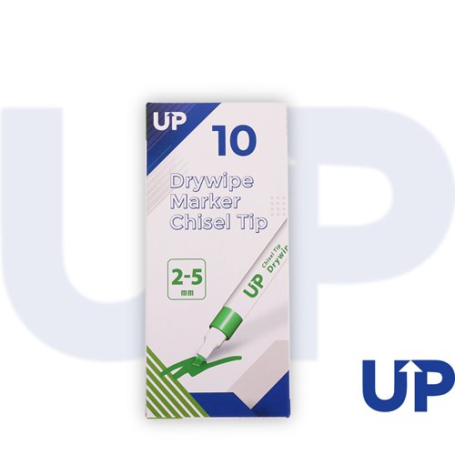 UP Drywipe Chisel Tip Marker Black, Blue, Red, Green (10)