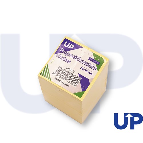 UP Repositionable Notes 76x76mm, 76x127mm Yellow (12)