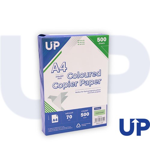 UP Coloured A4 Copier Paper 70GSM Pastel Green, Pastel Blue, Pastel Pink, Pastel Yellow, Bright Yellow - 500 sheets - 1 Ream
