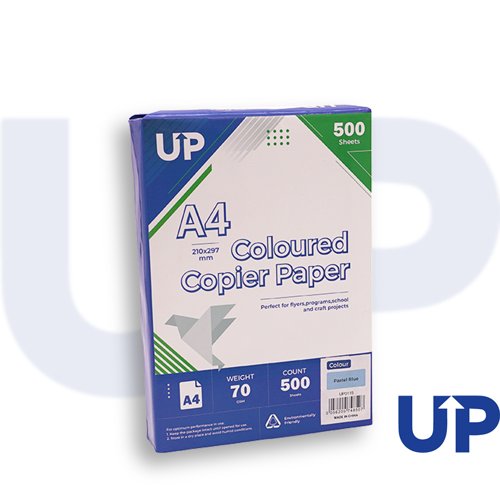 UP Coloured A4 Copier Paper 70GSM Pastel Green, Pastel Blue, Pastel Pink, Pastel Yellow, Bright Yellow - 500 sheets - 1 Ream